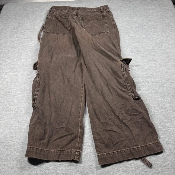 Wild Fable Cargo Pants Women 8 Brown Mid-Rise Baggy Multi-Pocket Streetwear Y2K - Picture 7 of 8